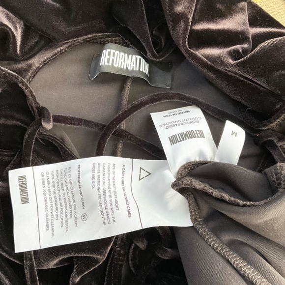 Reformation Velvet Bodysuit Lace Up Front Brown Avalon (M) - Picture 3 of 4